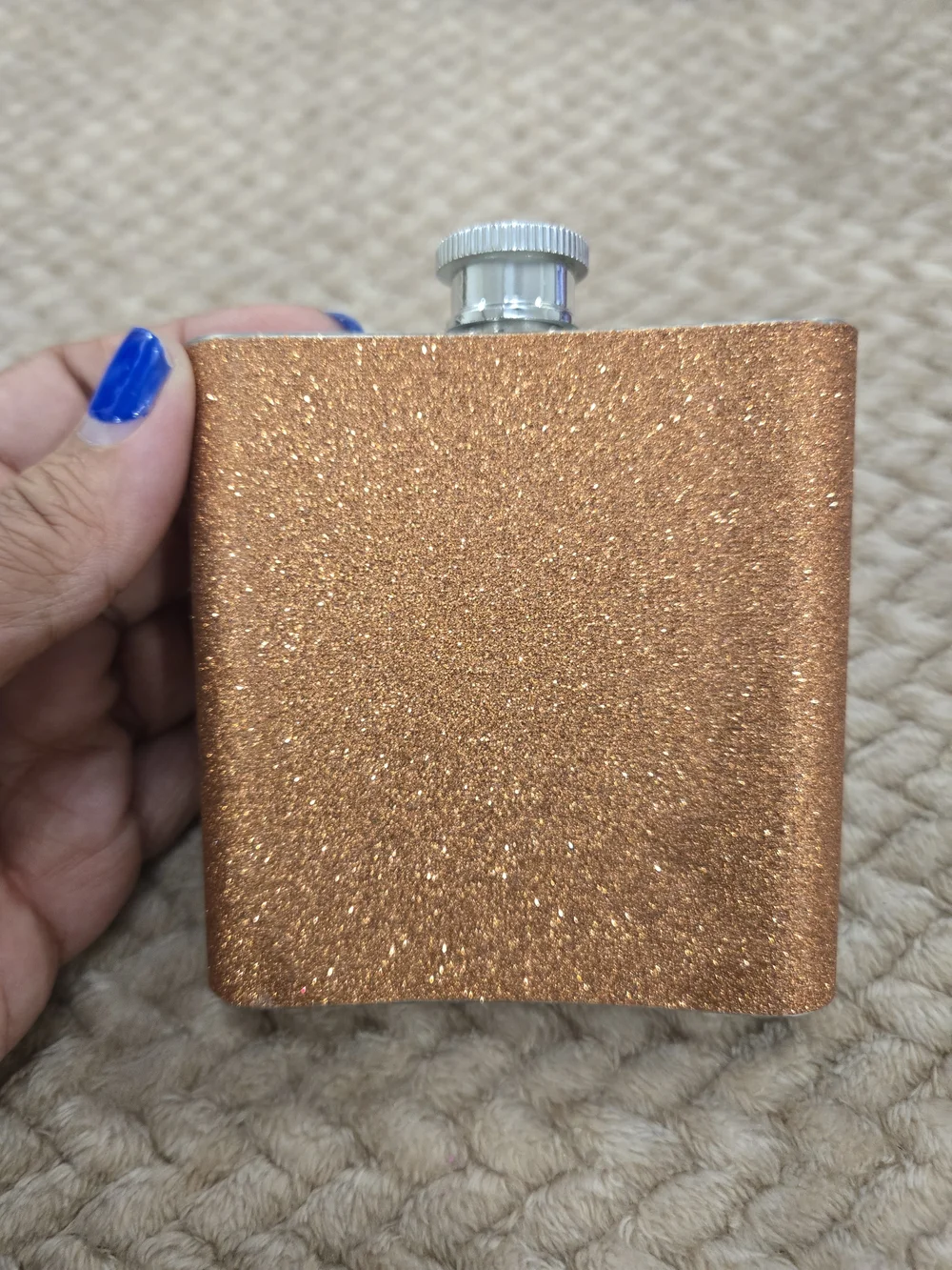 Slay Glitter 6 oz Stainless Steel Hip Flask Rose Gold